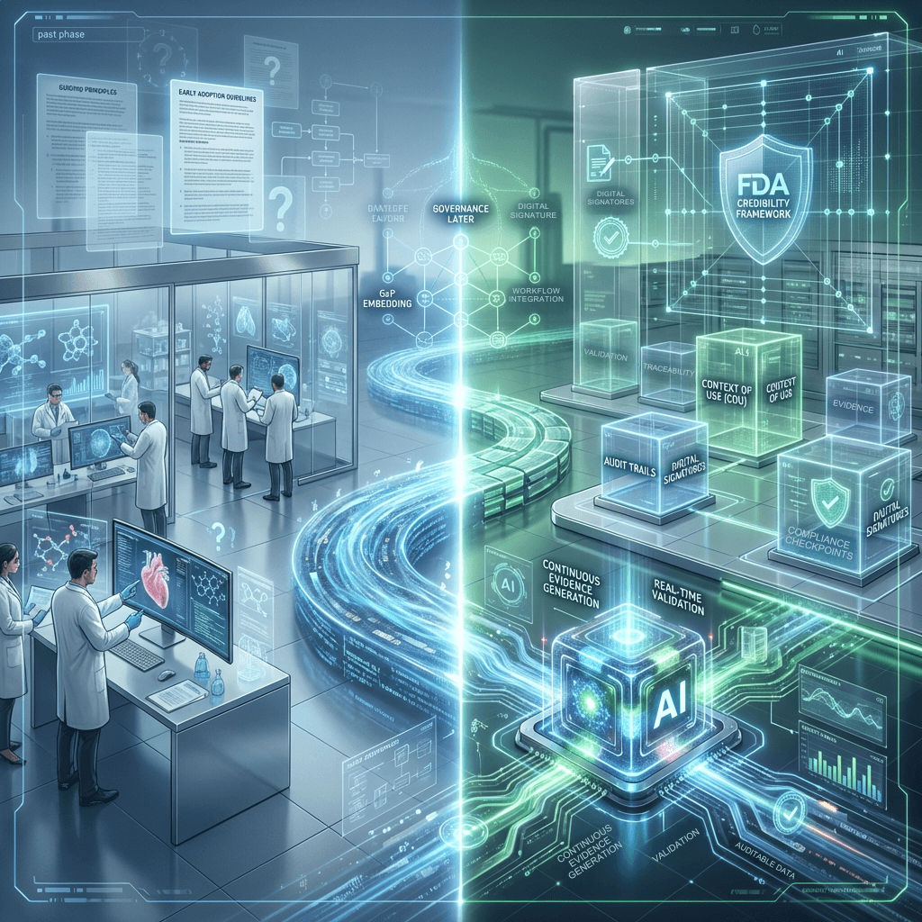 AI credibility framework in GxP with FDA validation, traceability, and continuous monitoring systems